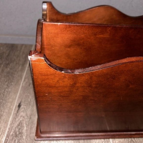 Bombay Company Solid Cherry Wood Magazine Rack Holder - Picture 7 of 12